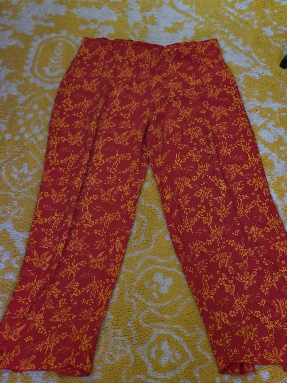 Red Floral Wide-Leg Women's Pants